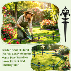 Zonon guiding a garden hose around a flowerbed to prevent plant damage and tangles