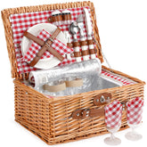 ZORMY front view red check basket showing ready-to-use picnic setup benefit