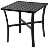 ZOTORUN side table front view showing compact black finish and sturdy surface benefit: space-saving durability