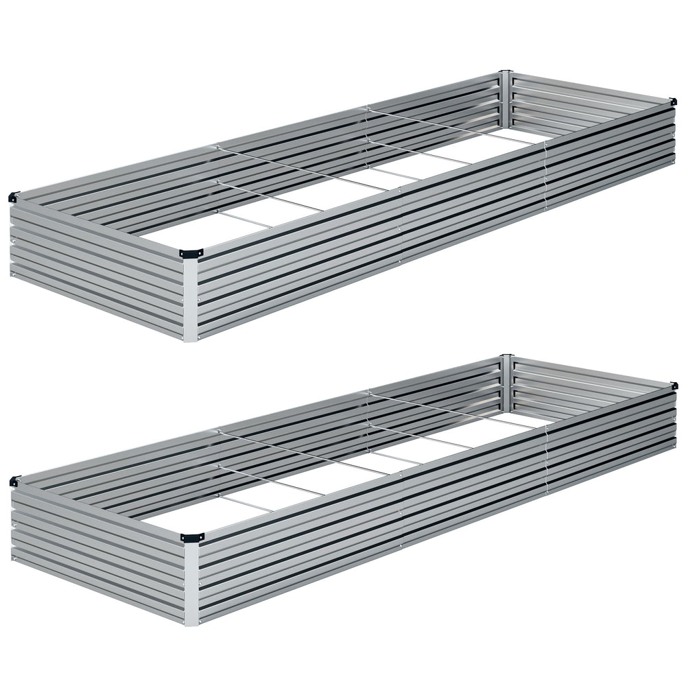 ZUNUDA front view of galvanized raised bed showing long planting area and durable finish