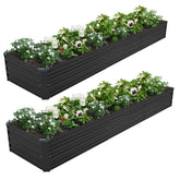 ZUNUDA front view of two long galvanized planter boxes showing generous planting area