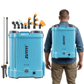 ZUYIYI front view of backpack sprayer showing tank and controls for easy identification