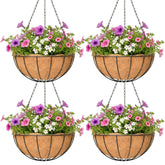 ZVOWOS front view of 4-pack hanging planters showing elegant outdoor display benefit