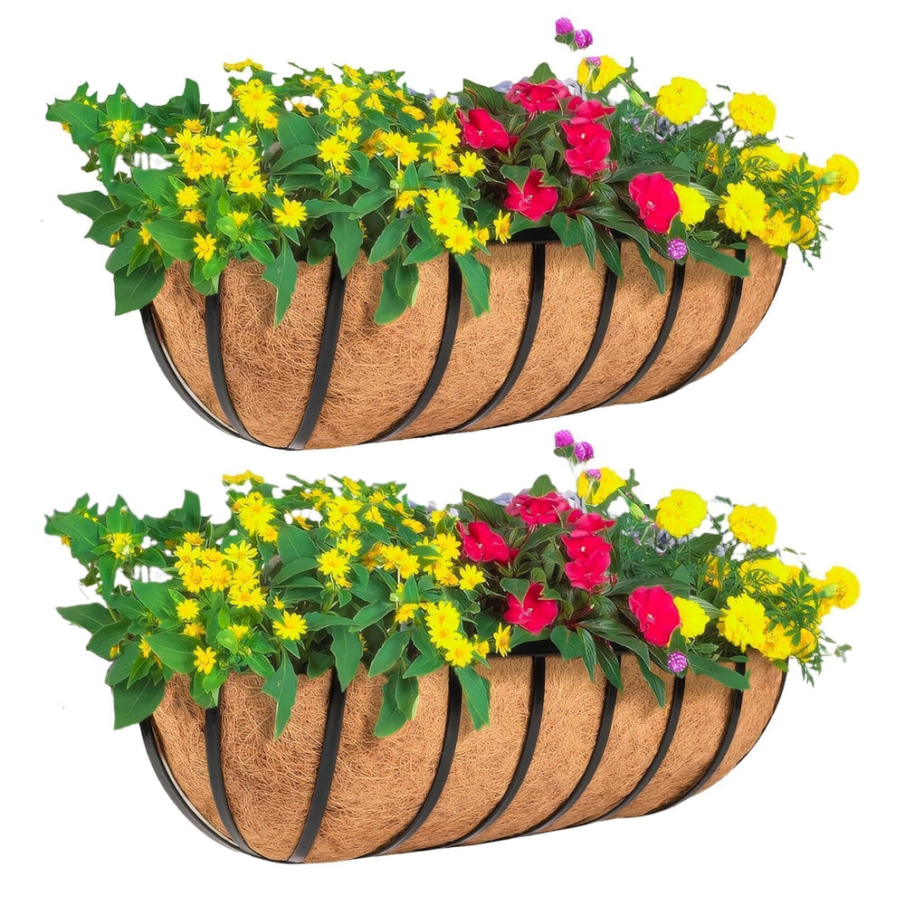 ZVOWOS front view showing two 24-inch railing planters ready to plant and display