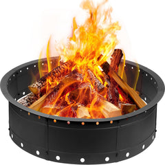 Zzuvjoy front view of 36-inch fire pit ring showing robust shape and benefit of even heating