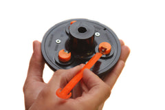 1-2-trim close-up of blade mount showing solid construction and secure blade retention benefit