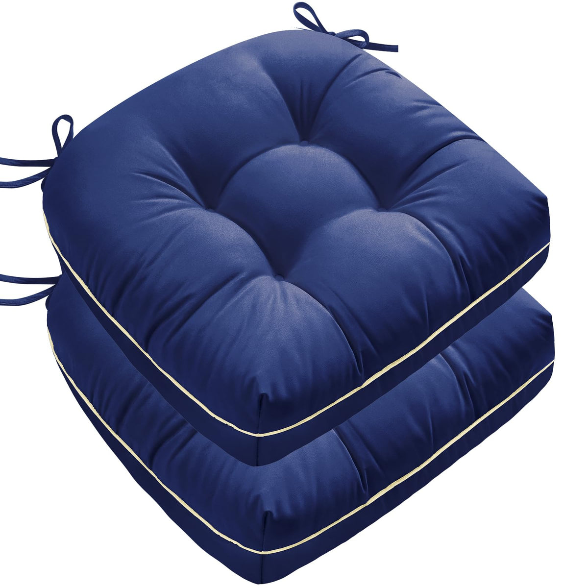 1 MIDDLE ONE front view of blue cushion set showing design and color benefit