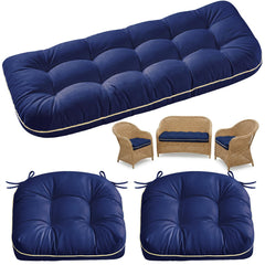 1 MIDDLE ONE front view of Oxford-blue cushion set showing neat packaging and color