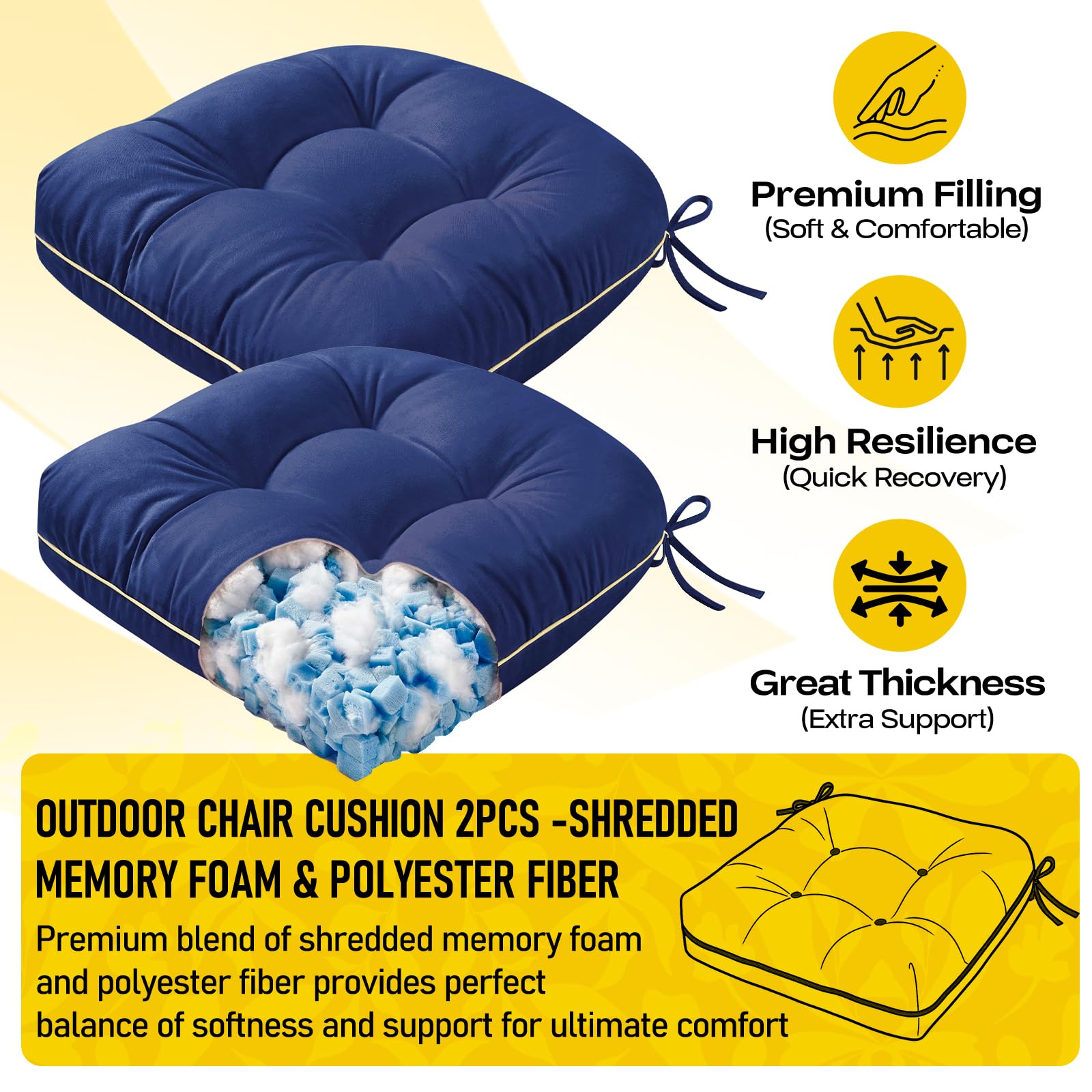 1 MIDDLE ONE cushion ties and corner straps showing secure attachment