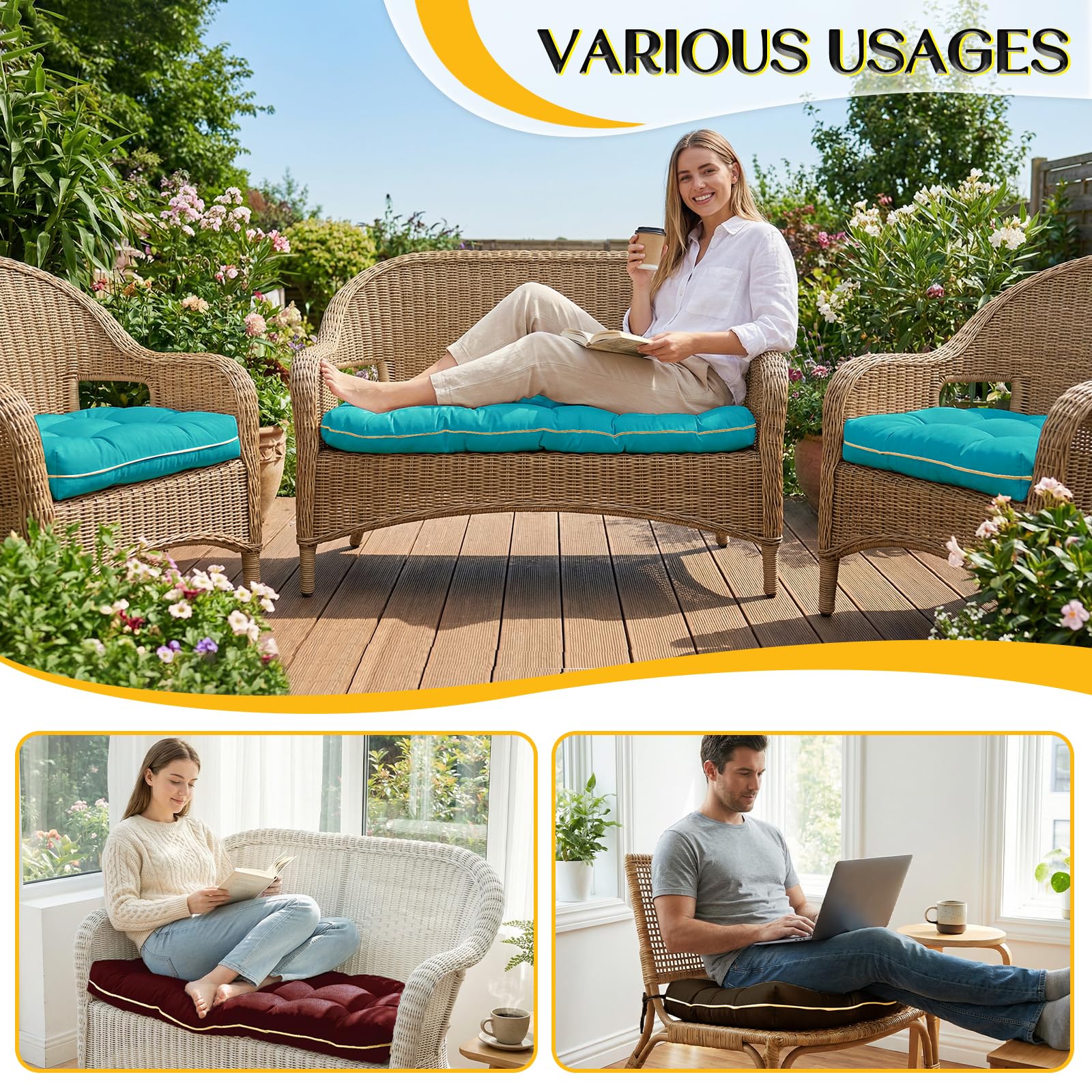 1 MIDDLE ONE cushions styled on outdoor patio setting showing refreshed look benefit