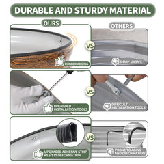 1MORE folded edge with rubber strip detail for safe, reinforced joints