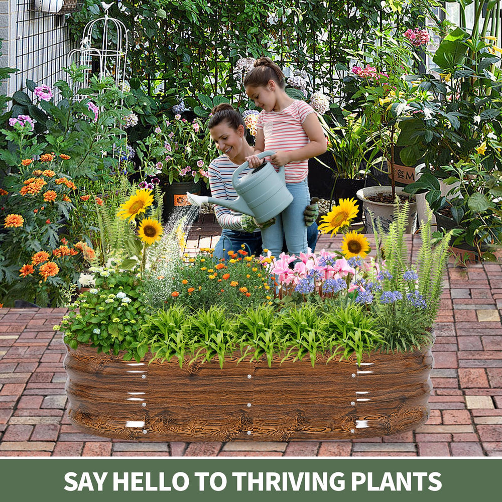 1MORE two-pack beds arranged in backyard illustrating expanded growing area