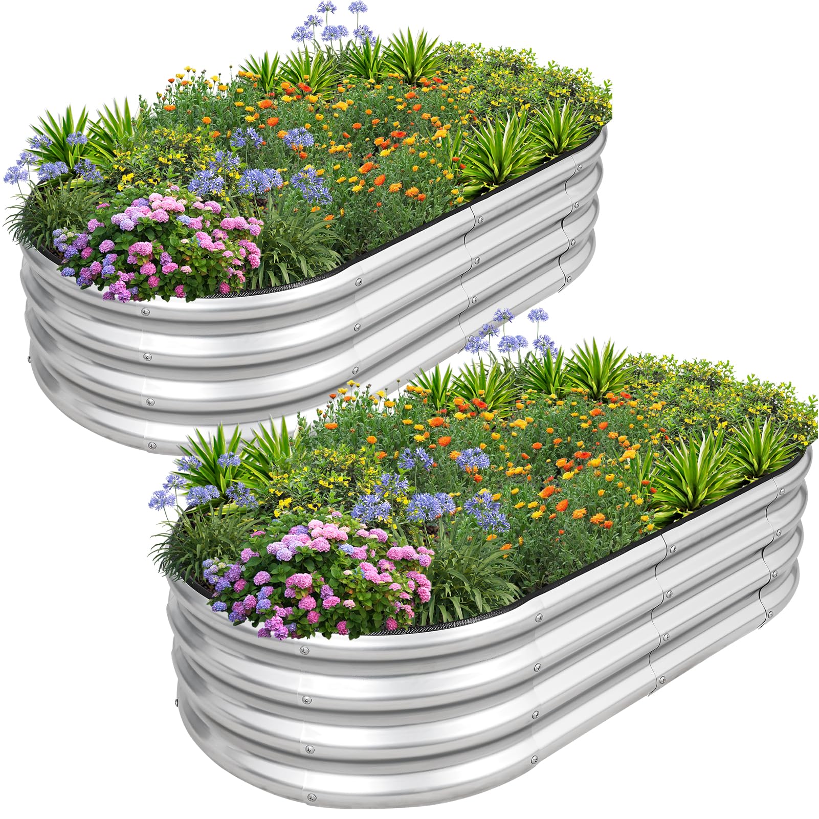 1MORE galvanized raised bed front view showing durable metal and modern finish for lasting use