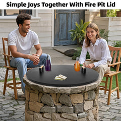 1MORE lid placed on fire pit showing quick protection benefit