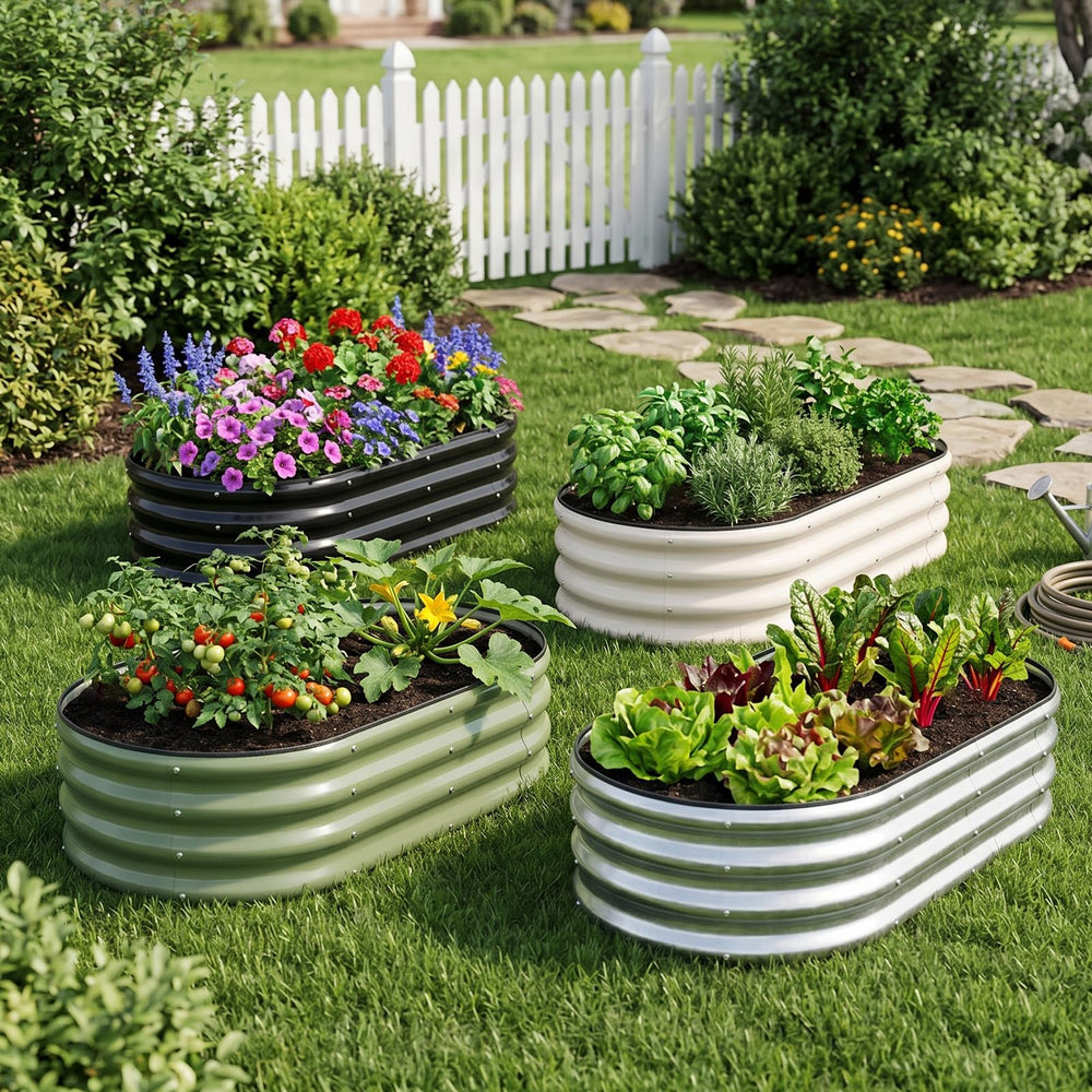 1MORE lifestyle shot of raised bed with harvested vegetables illustrating productive gardening