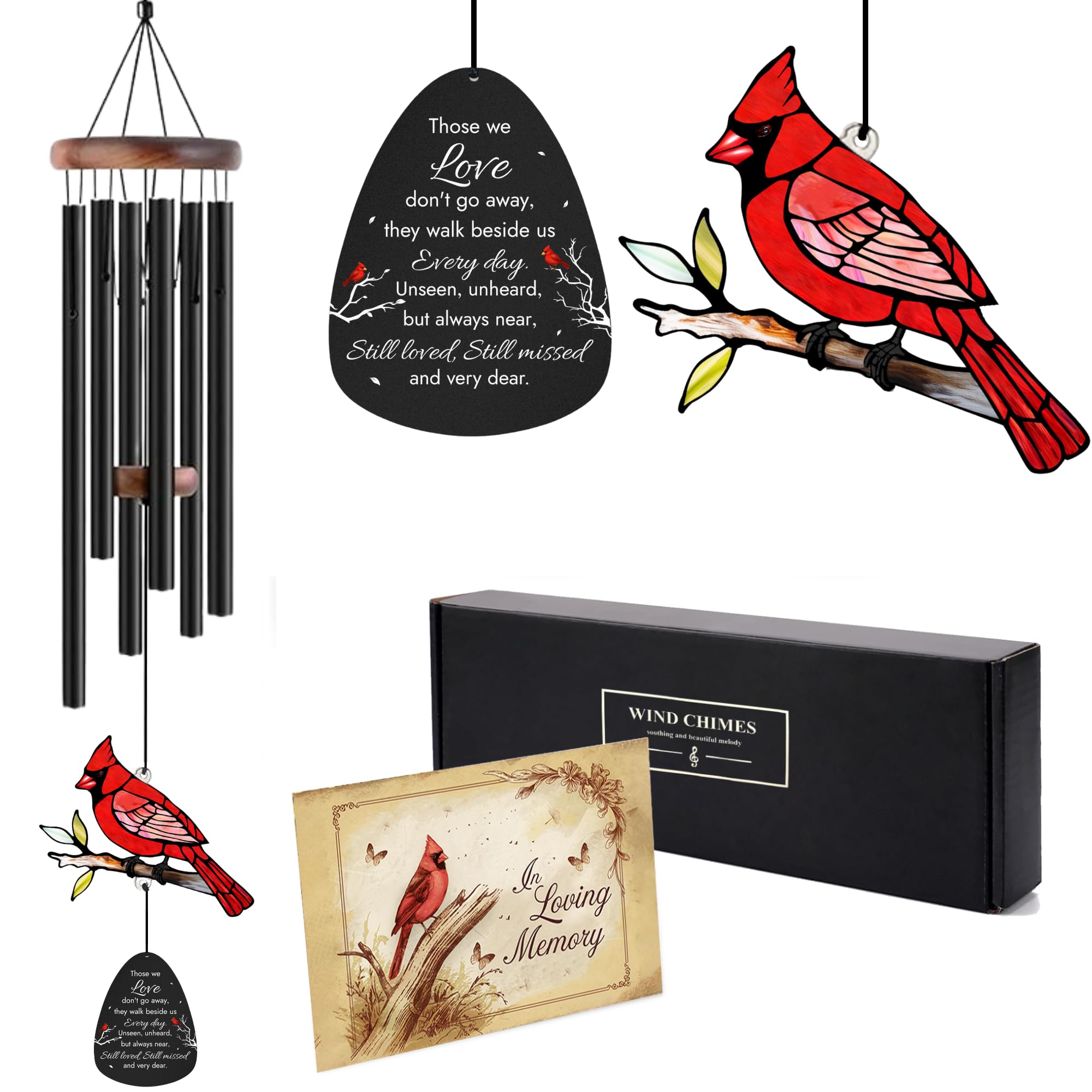 2IMT front view showing chimes and cardinal, offers comforting focal point