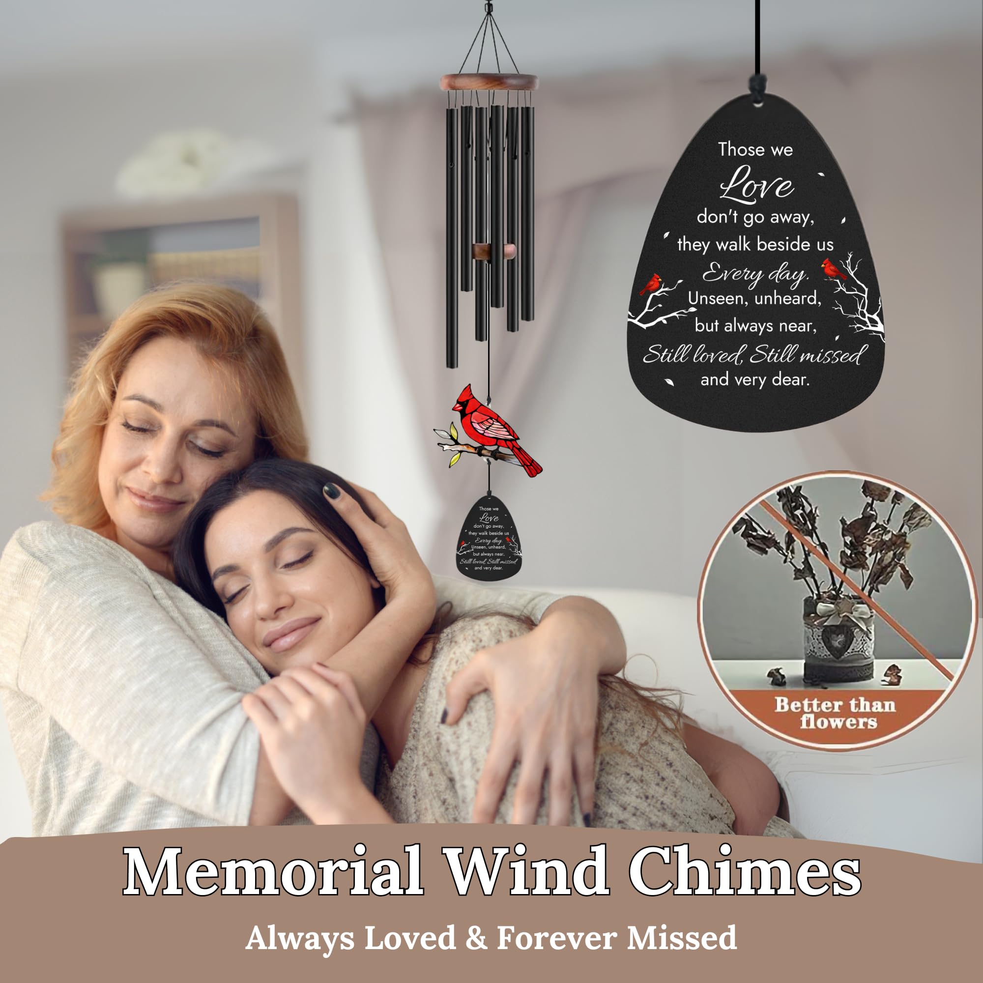 2IMT wind chime on porch with person for scale, shows full 36-inch length