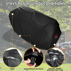 2win2buy riding mower covered with bagger showing full rear protection