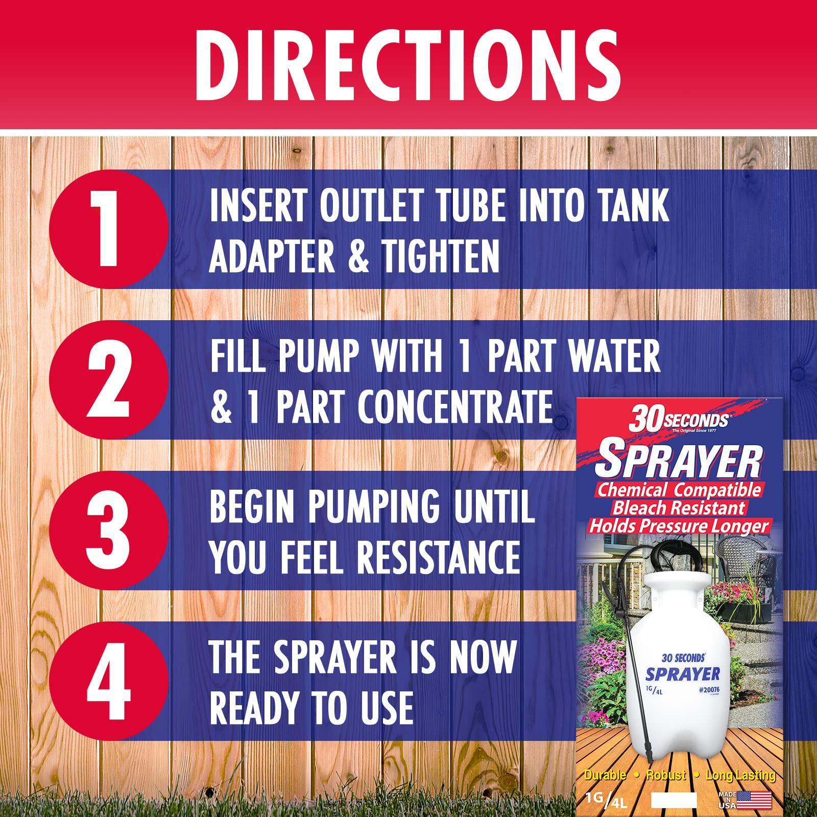 30 SECONDS closeup of adjustable nozzle and SureSpray anti‑clog filter for steady spray