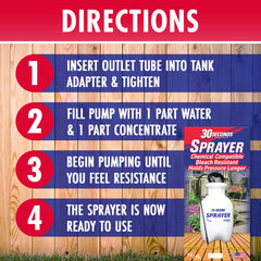 30 SECONDS closeup of adjustable nozzle and SureSpray anti‑clog filter for steady spray
