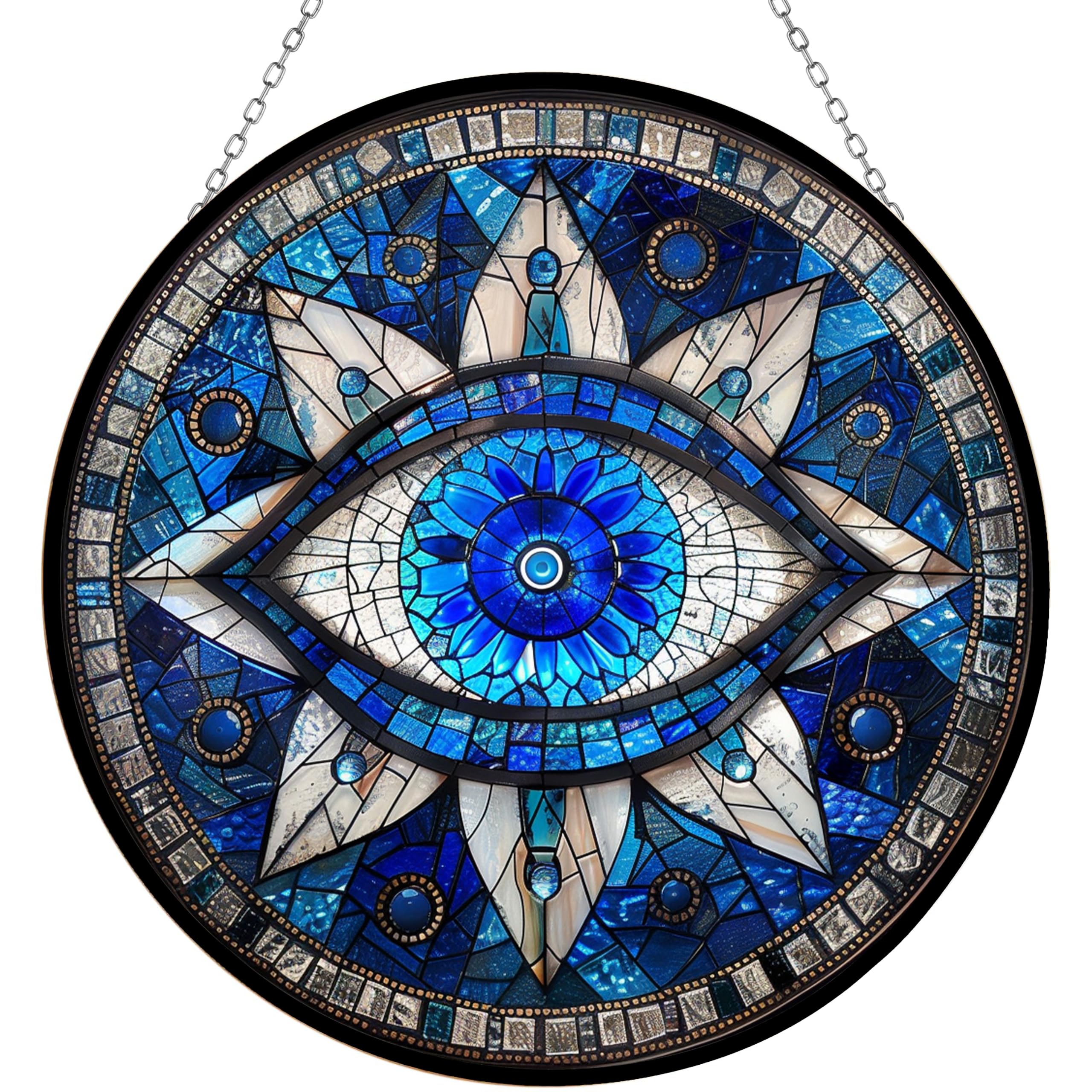 365CUSGIFTS front view of evil eye suncatcher showing colorful design and balance