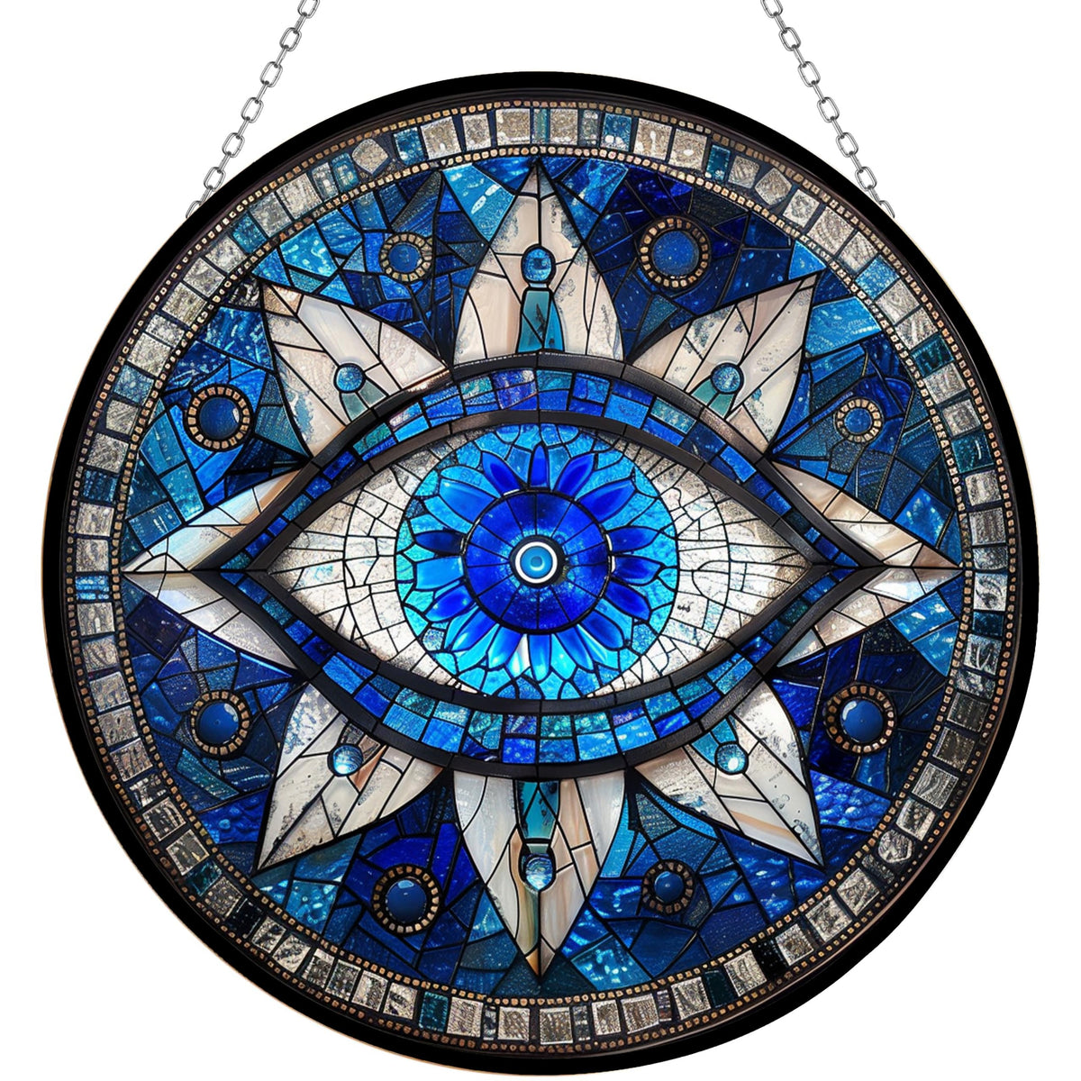 365CUSGIFTS front view of evil eye suncatcher showing colorful design and balance