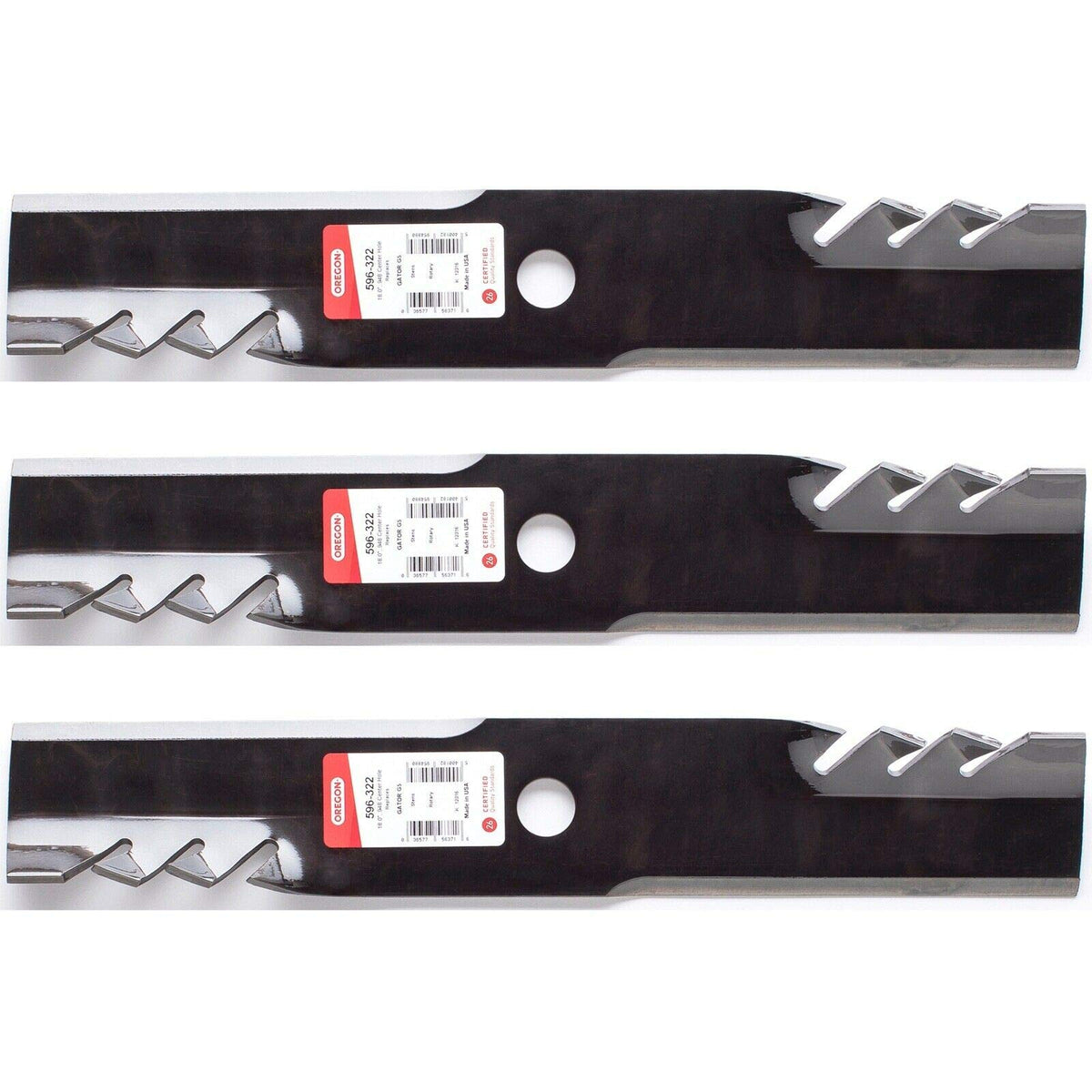 3PK Oregon blade front packaging showing replacement fit and durable edge