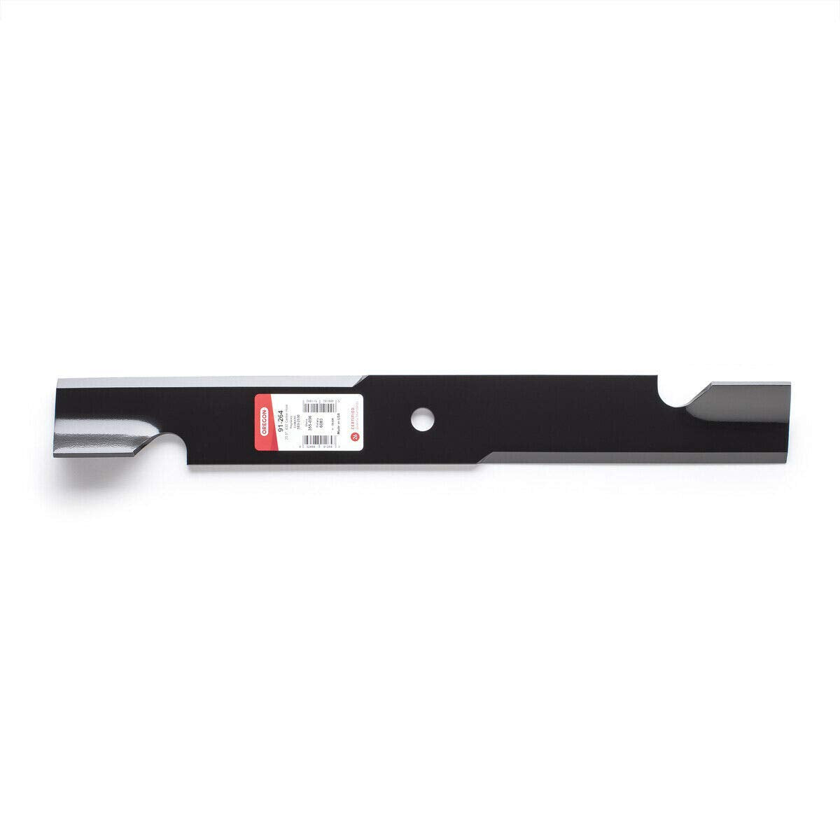 Close-up of Oregon 91-264 blade cutting edge and bevel showing durable finish and sharpness benefit