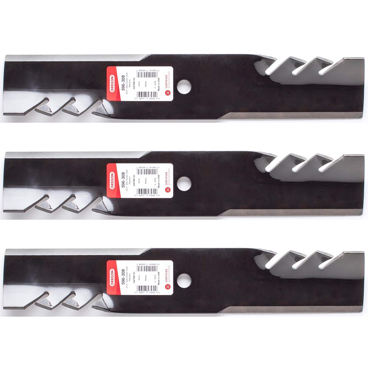 3PK Oregon G5 blades front view showing label and fit benefits