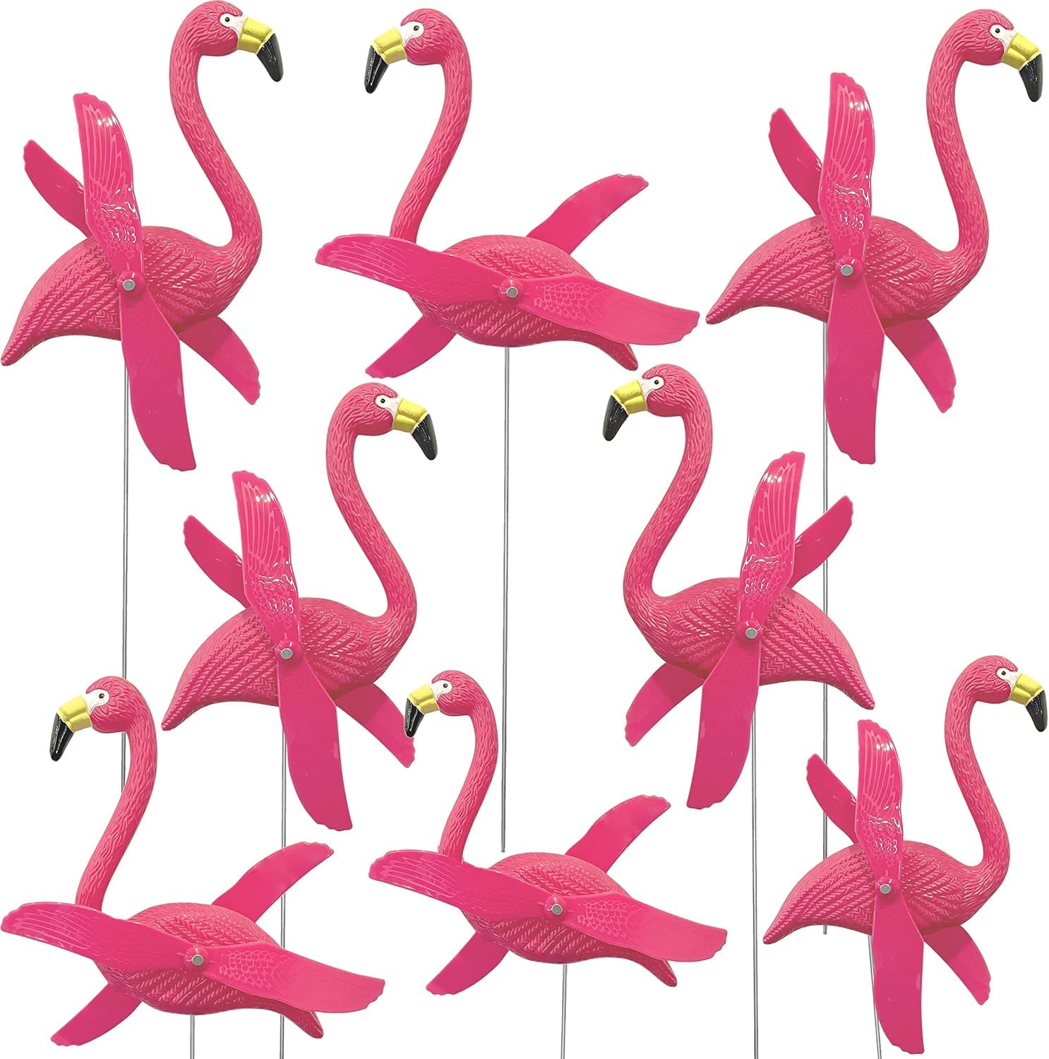 4E's Novelty front view of 12-piece flamingo set showing full package benefit