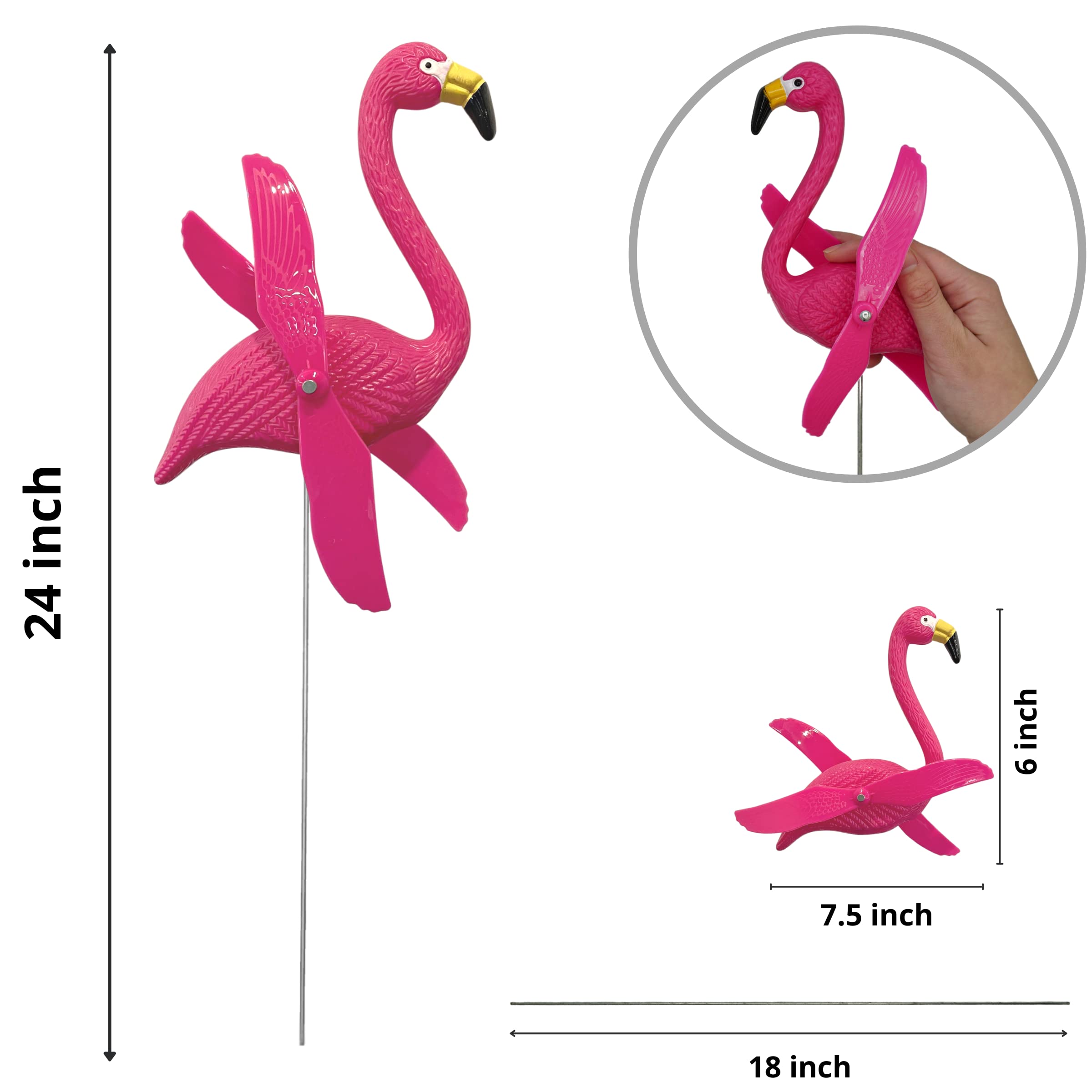 4E's Novelty wing spinner captured mid-spin adding motion to garden