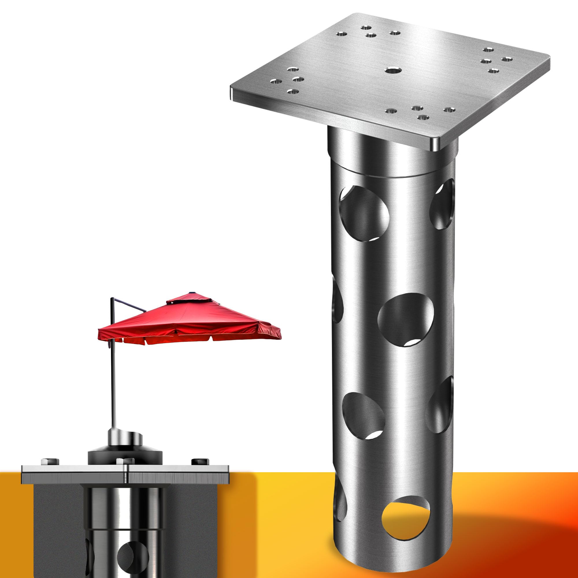4smile front view in-ground base showing flush finish and discreet look for patios