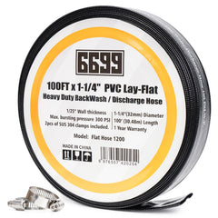 6699 front view of coiled 1-1/4 inch hose showing length and label for easy selection