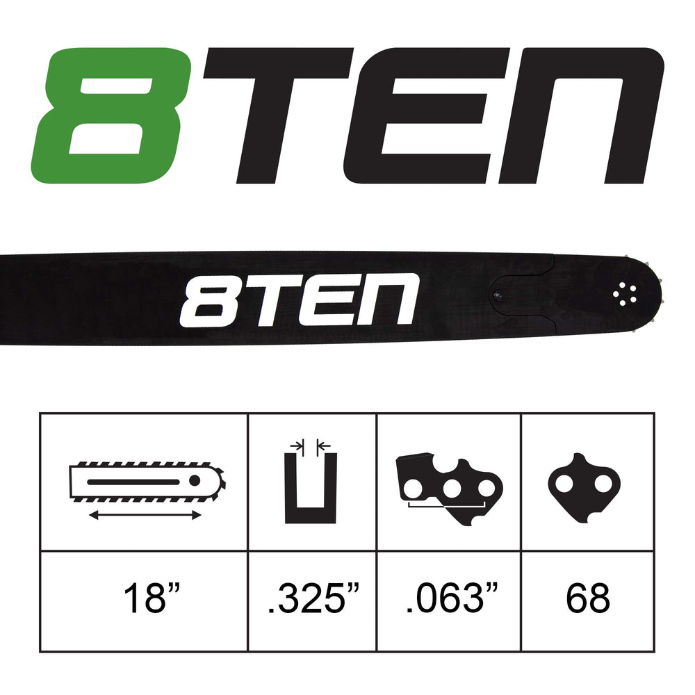 8TEN bar next to ruler showing 18 inch length for correct sizing