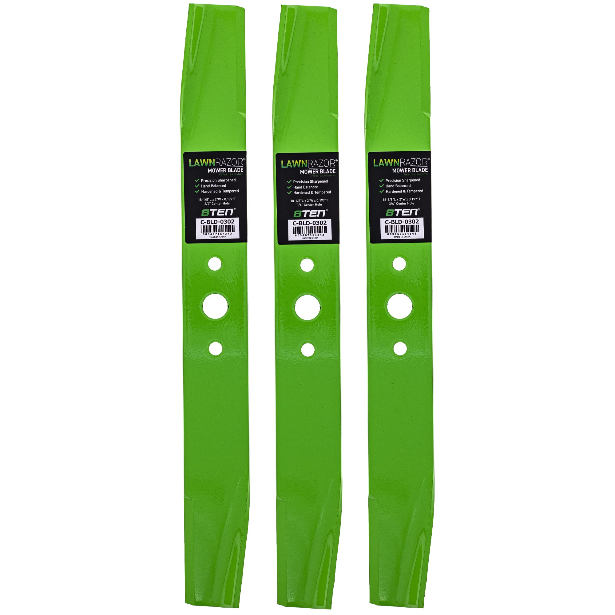 8TEN blade three-pack front packaging showing brand and fitment benefits