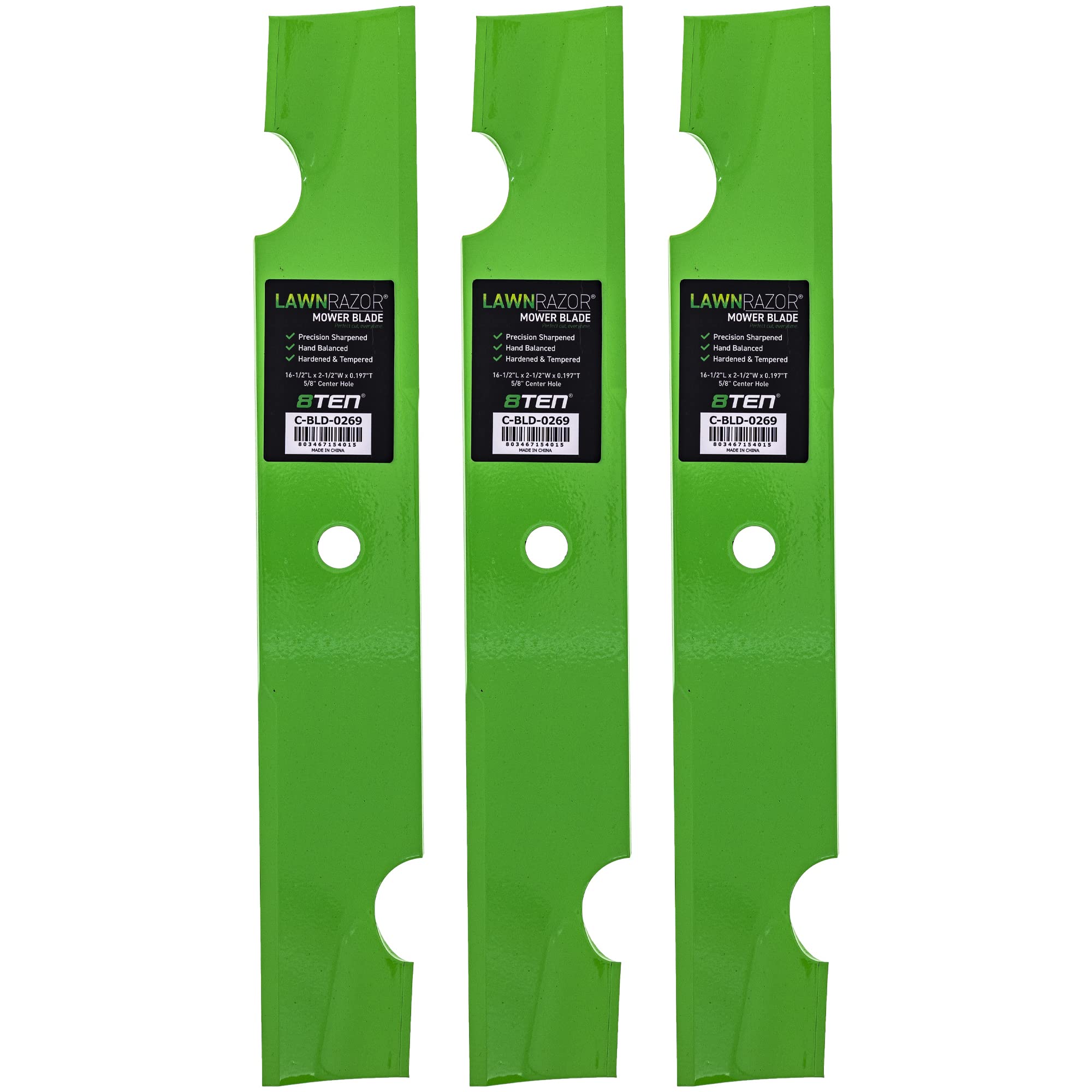 8TEN blade front view showing shape and fit, improves cut quality