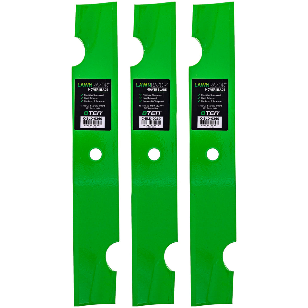 8TEN blade front view showing shape and fit, improves cut quality