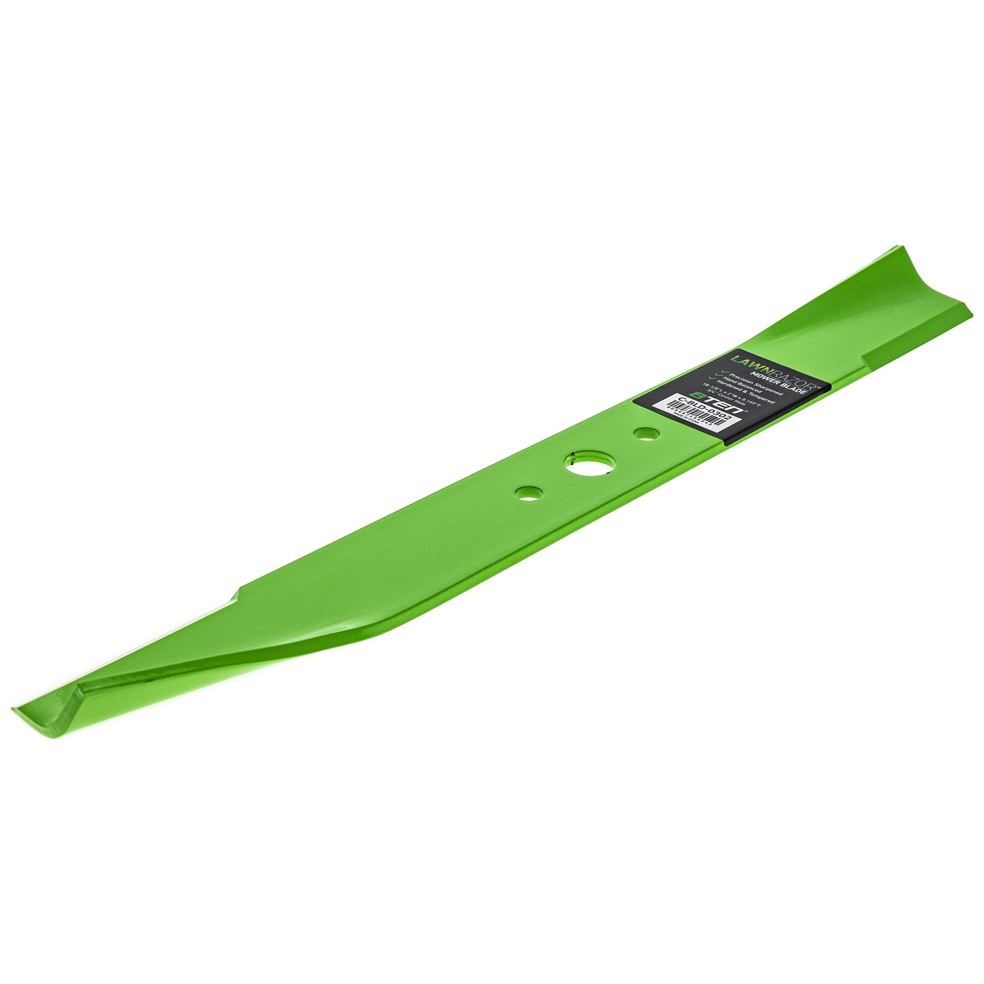 8TEN blade beside tape measure to show correct 50-inch deck scale