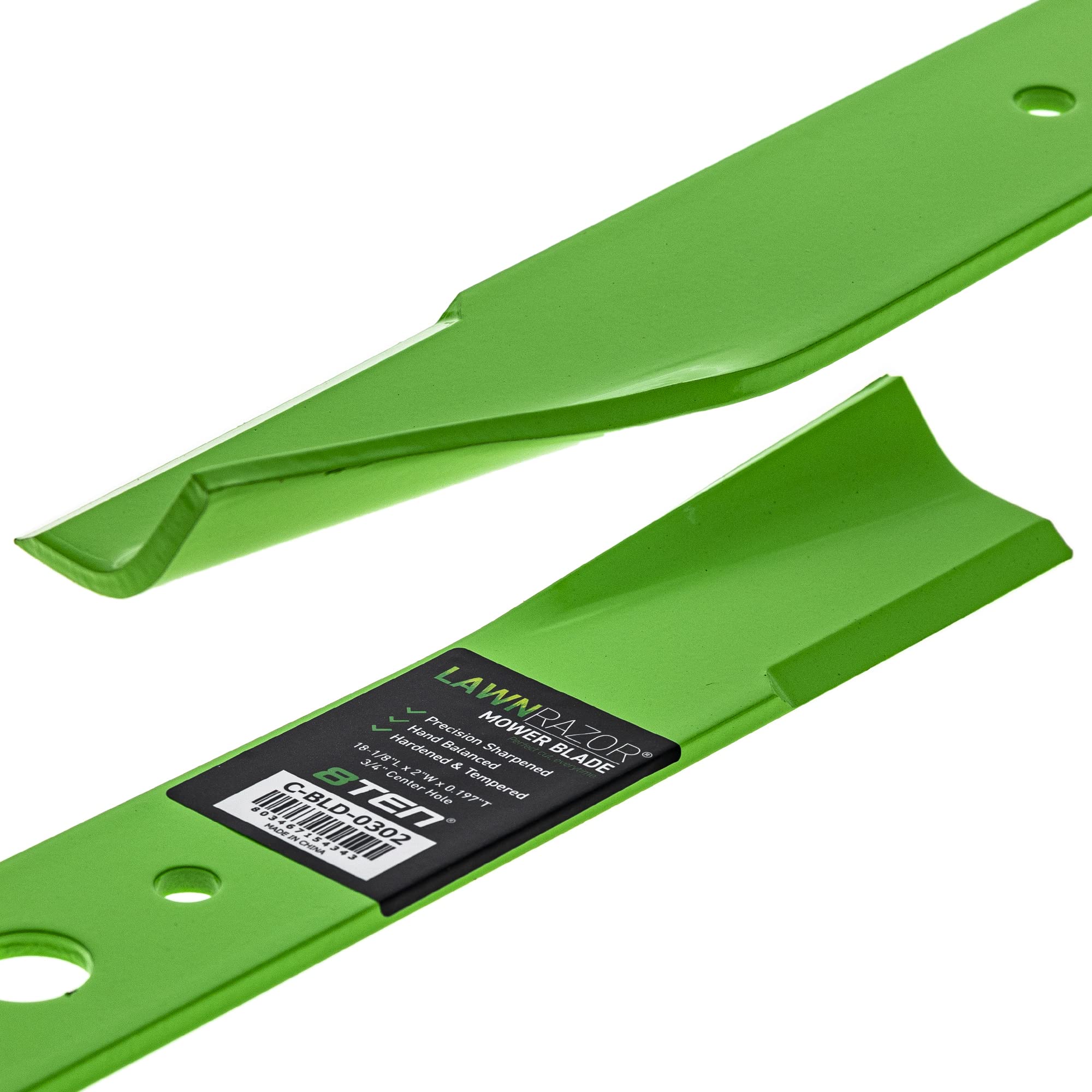8TEN blades installed on a 50-inch deck showing improved bagging performance
