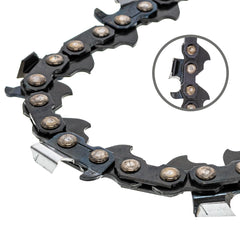 8TEN chain installed on a bar cutting wood illustrating aggressive performance
