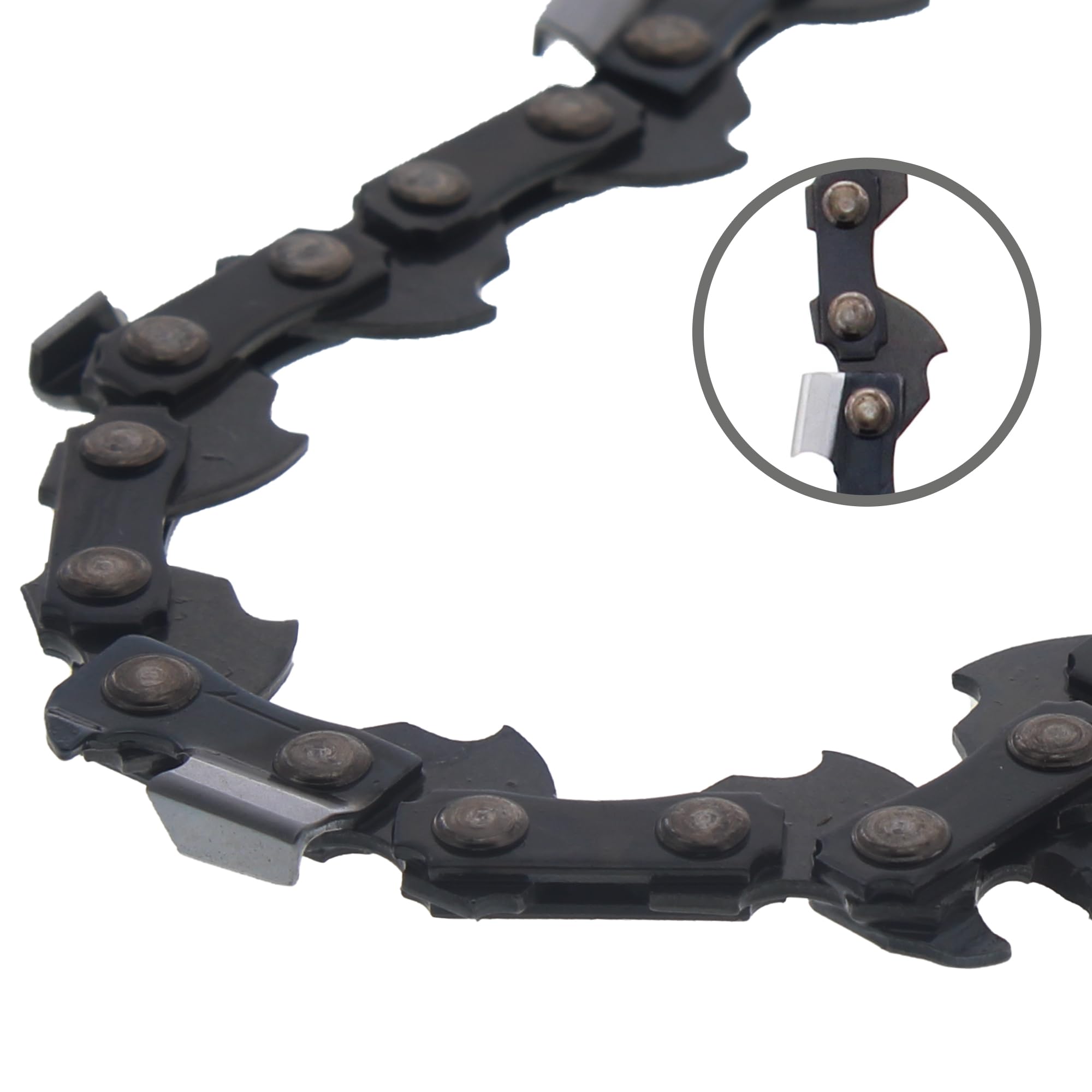 8TEN chain mounted on a 16-inch bar in-use, demonstrating fit and smooth chain engagement benefit