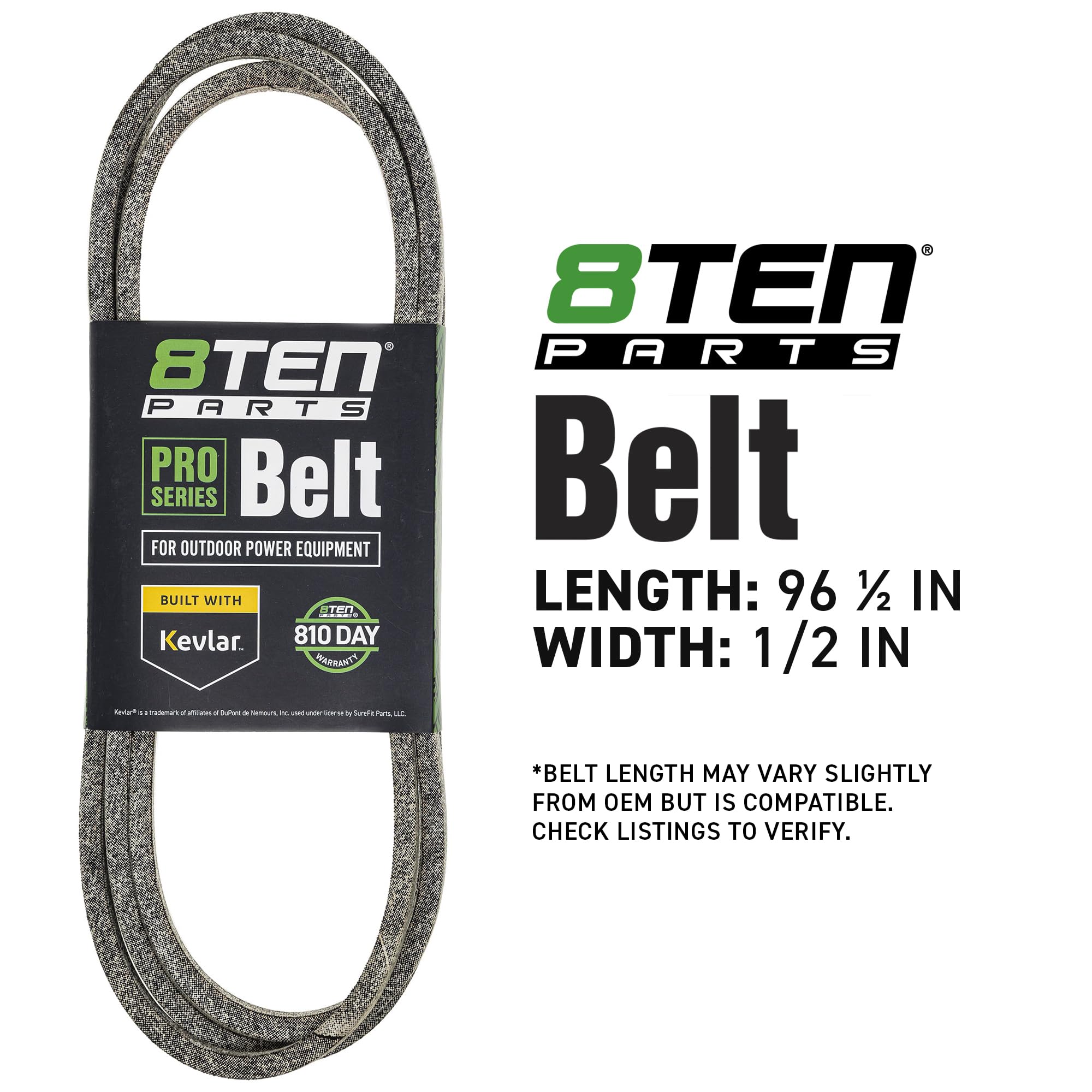 8TEN drive belt flat lay illustrating correct profile for reliable power transfer