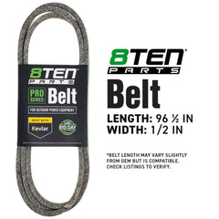 8TEN drive belt flat lay illustrating correct profile for reliable power transfer