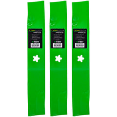 8TEN front view of three high-lift blades showing fit and finish for reliable cutting