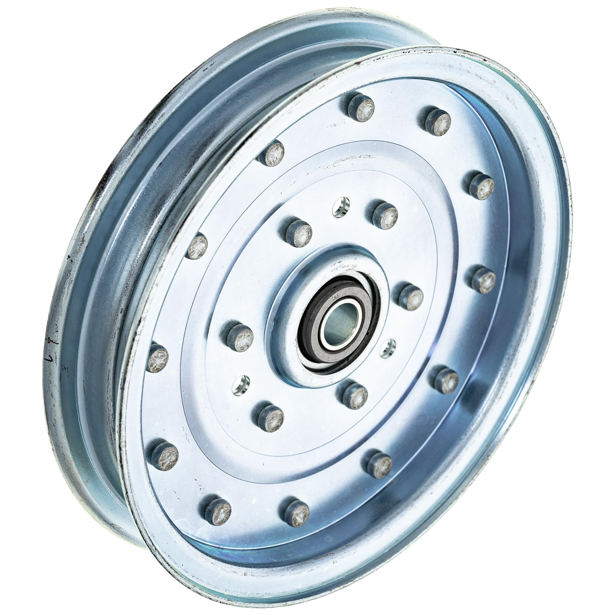 8TEN idler pulley front view showing flange and fit for quick replacement