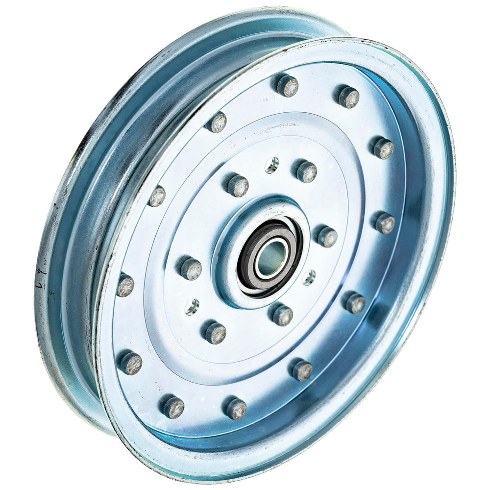 8TEN idler pulley front view showing flange and fit for quick replacement