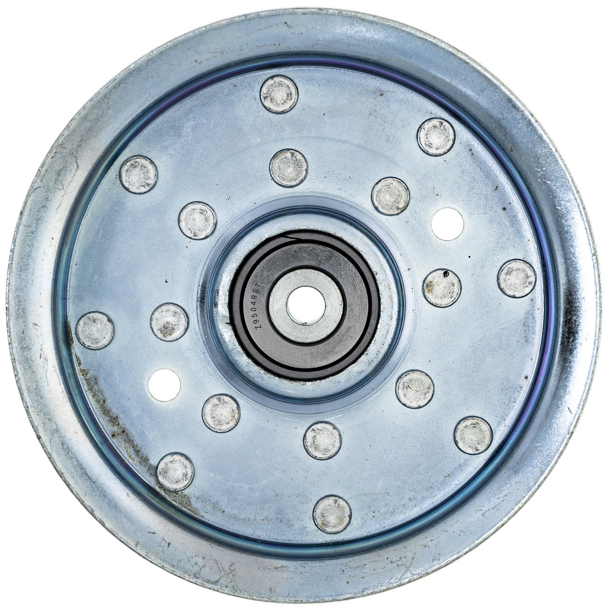 8TEN pulley mounted on Scag cutter deck demonstrating correct installation