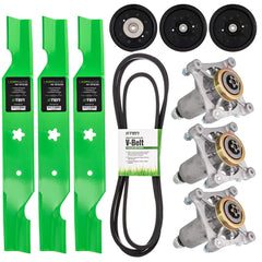 8TEN kit front packaging showing included mower deck replacement parts and fitment benefits