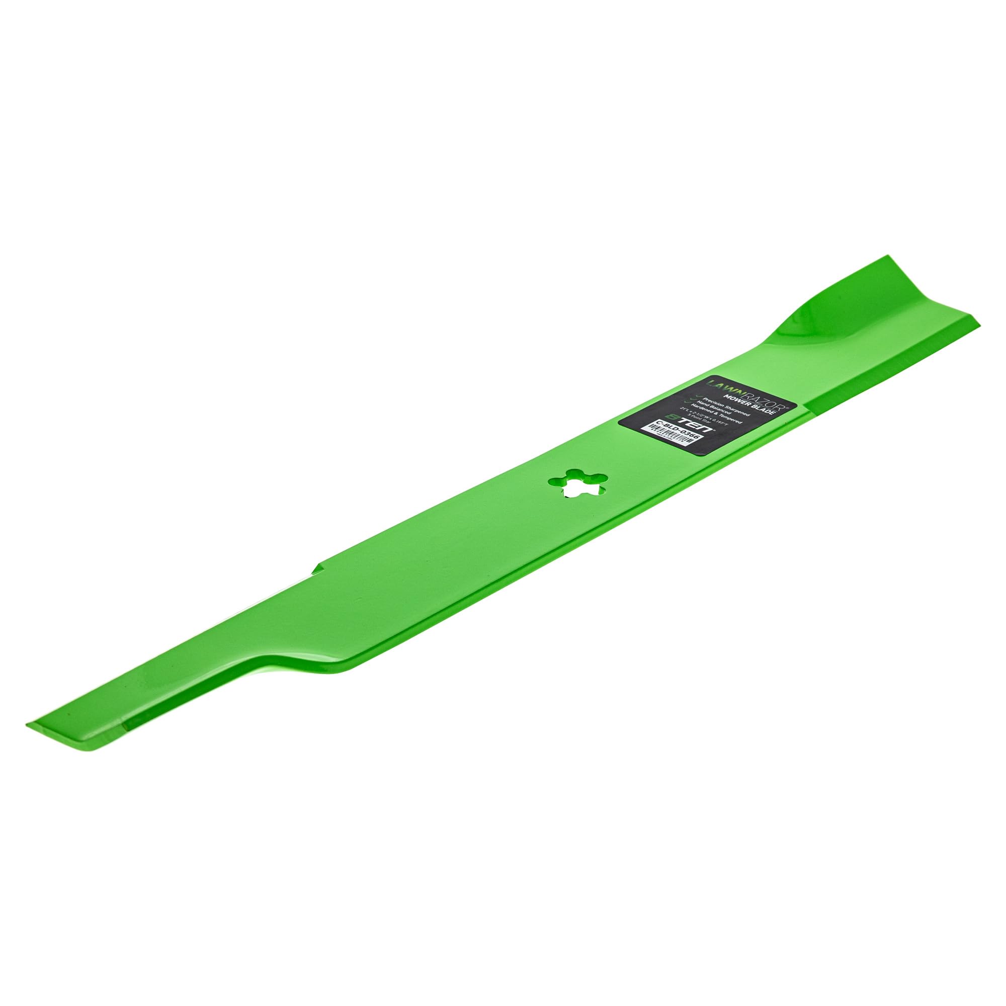 8TEN LawnRAZOR blade edge and thickness shown against a ruler for specs