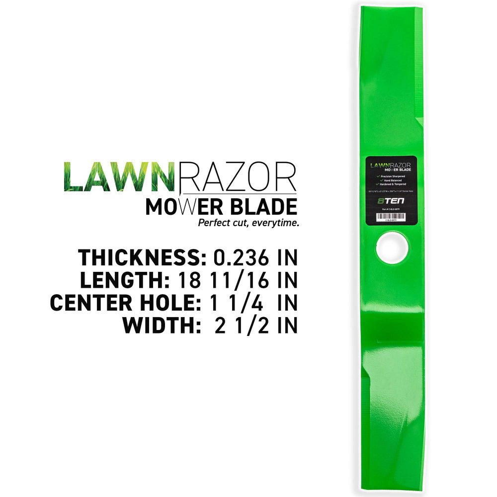 8TEN blade center hole detail showing 1 1/4 inch mounting fit benefit